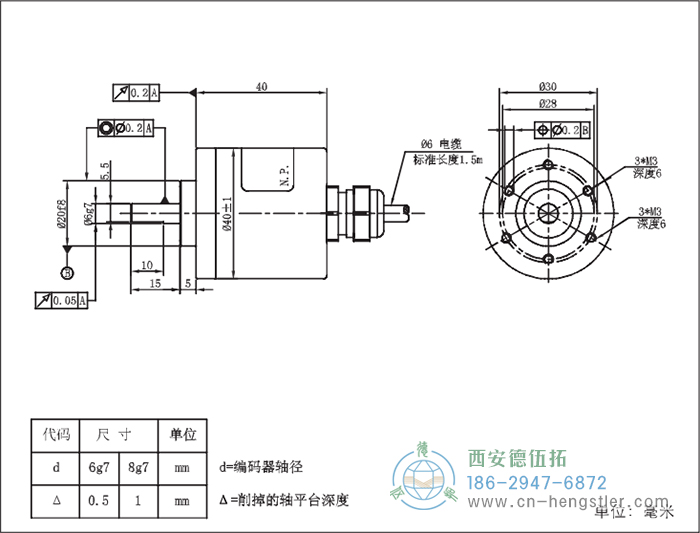 RI41-EO通用光電實心軸增量型編碼器外形及安裝尺寸8-7 德國hengstler(亨士樂)編碼器