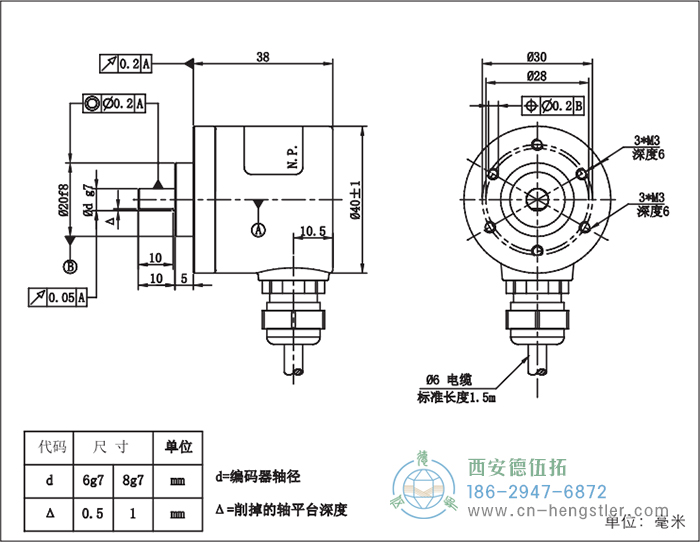 RI41輕載光電增量型編碼器外形及安裝尺寸16-6 德國(guó)hengstler(亨士樂(lè))編碼器