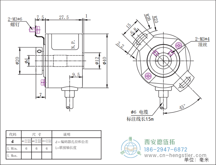 RI41輕載光電增量型編碼器外形及安裝尺寸16-12 德國(guó)hengstler(亨士樂(lè))編碼器