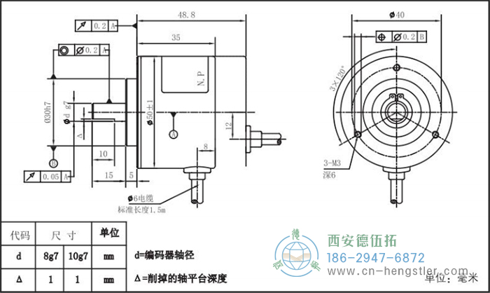 RI50輕載光電增量編碼器外形及安裝尺寸8-2 德國(guó)hengstler(亨士樂)編碼器