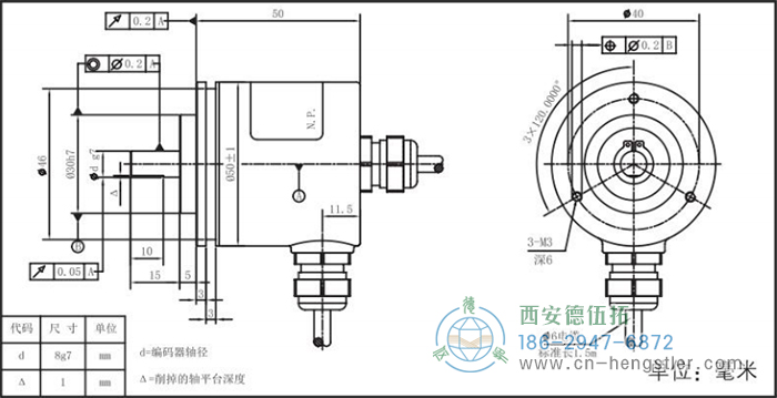 RI50輕載光電增量編碼器外形及安裝尺寸8-4 德國(guó)hengstler(亨士樂)編碼器