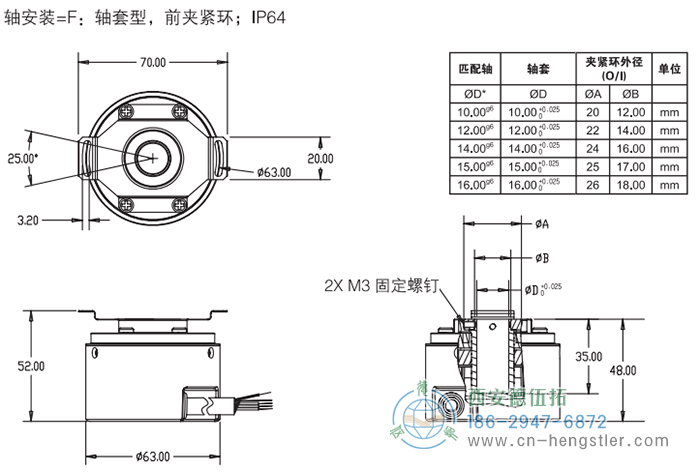 RI64空心軸標(biāo)準(zhǔn)光電增量編碼器外形及安裝尺寸6-1 德國(guó)hengstler(亨士樂)編碼器